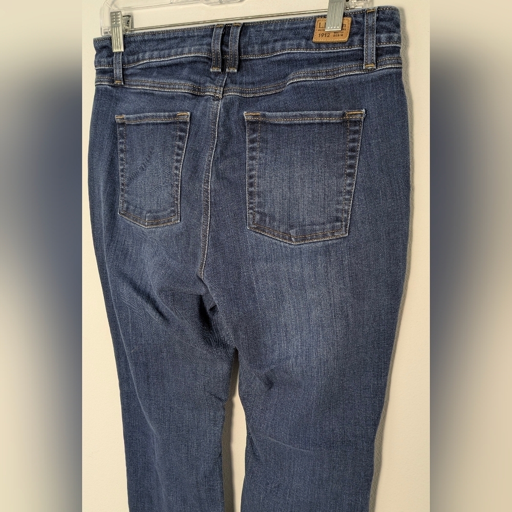 L.L Bean Women's Flex Straight Leg Favorite Fit Jeans Size 12 Petites Blue EUC - Picture 6 of 15